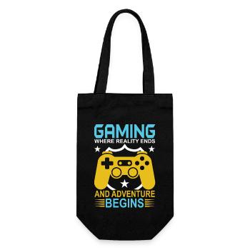 Gaming: Wo die Realität endet und das Abenteuer beginnt. - Geschenkbeutel für Flaschen - Schwarz - Vorne