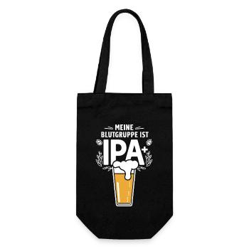 Lustiger IPA Bier Spruch meine Blutgruppe ist IPA+ - Geschenkbeutel für Flaschen - Schwarz - Vorne