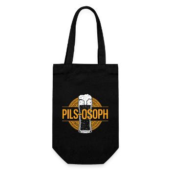 Lustiges Wortspiel Pils Bier Spruch Philosoph - Geschenkbeutel für Flaschen - Schwarz - Vorne