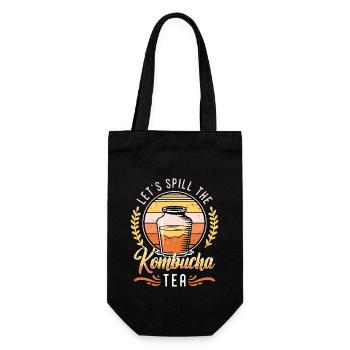 Kombucha Let's Spill The Tea Mushroom Tea Lover - Gift Bag for Bottles - black - Front