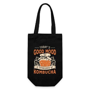 Kombucha Today's Good Mood Is Fermented Drinks - Geschenkbeutel für Flaschen - Schwarz - Vorne