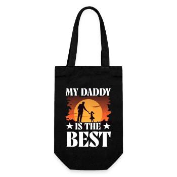 Mein Papa ist der Beste - Geschenkbeutel für Flaschen - Schwarz - Vorne
