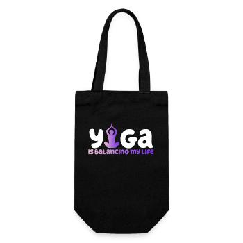 Yoga balanciert mein Leben - Geschenkbeutel für Flaschen - Schwarz - Vorne
