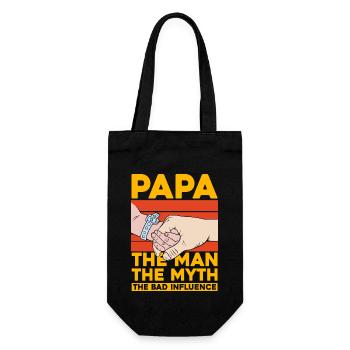 Papa, der Mann, der Mythos, der schlechte Einfluss - Geschenkbeutel für Flaschen - Schwarz - Vorne