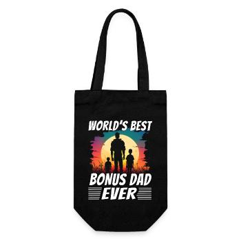 Der beste Bonus-Papa aller Zeiten - Geschenkbeutel für Flaschen - Schwarz - Vorne