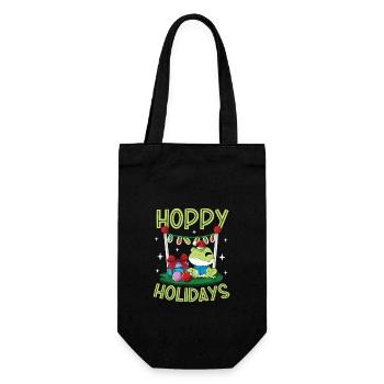 Hoppy Holidays - Weihnachten Frosch - Geschenkbeutel für Flaschen - Schwarz - Vorne