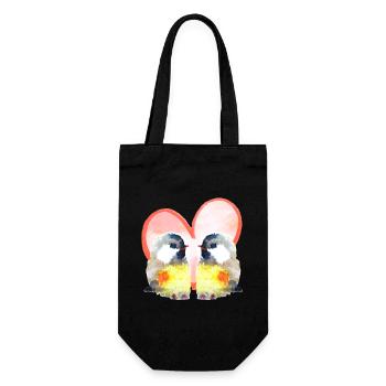 Birds in Love with Heart - Watercolors - Gift Bag for Bottles - black - Front
