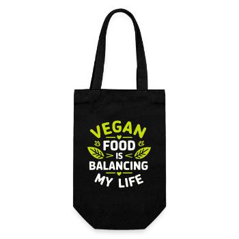 Veganes Essen bringt mein Leben in Einklang - Geschenkbeutel für Flaschen - Schwarz - Vorne