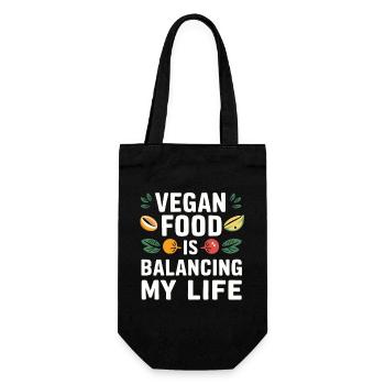 Veganes Essen bringt mein Leben in Einklang - Geschenkbeutel für Flaschen - Schwarz - Vorne