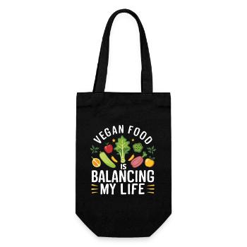 Veganes Essen bringt mein Leben in Einklang - Geschenkbeutel für Flaschen - Schwarz - Vorne