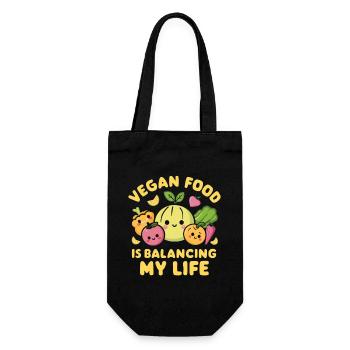 Veganes Essen bringt mein Leben in Einklang - Geschenkbeutel für Flaschen - Schwarz - Vorne