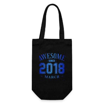 March 2018 - Birthday in March Awesome - Gift Bag for Bottles - black - Front