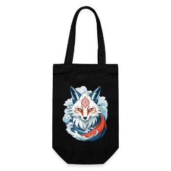 Japanese Kitsune Mask Anime Kawaii Fox Ghost - Gift Bag for Bottles - black - Front