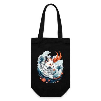Japonais Kitsune Renard Anime Kawaii Renard Fantôme - Sac à bouteille - noir - Devant