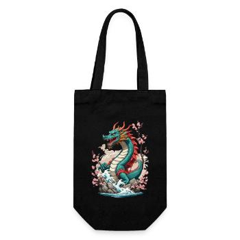 Vintage Cherry Blossoms Vaporwave Japanese Kites - Gift Bag for Bottles - black - Front