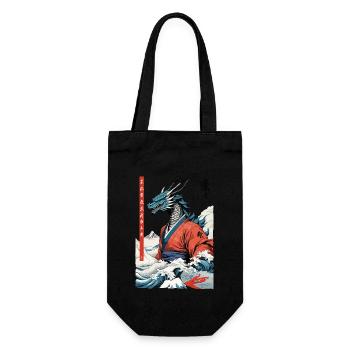 Drachen Anime Vintage Japanische Mythologie Kunst - Geschenkbeutel für Flaschen - Schwarz - Vorne