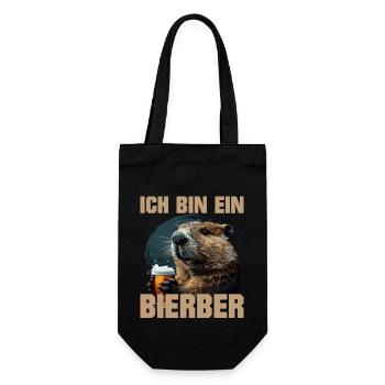 Ich bin ein Bierber lustiges Wortspiel Fun - Geschenkbeutel für Flaschen - Schwarz - Vorne