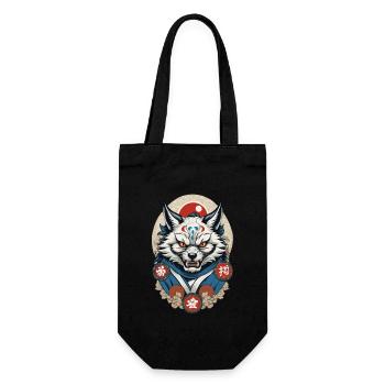 Japanese Kitsune Mask Anime Kawaii Fox Ghost - Gift Bag for Bottles - black - Front