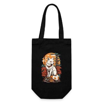Masque Kitsune Japonais Anime Kawaii Renard Fantôme - Sac à bouteille - noir - Devant