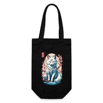 Conception esthétique du masque Kitsune et des fleurs de cerisier - Sac à bouteille - noir - Devant