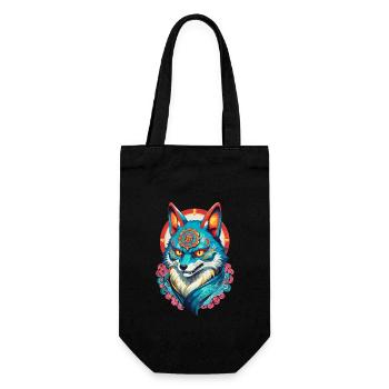 Japanese Kitsune Mask Anime Kawaii Fox Ghost - Gift Bag for Bottles - black - Front