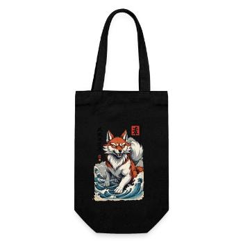Renard Kitsune japonais de style Ukiyo-E vintage - Sac à bouteille - noir - Devant