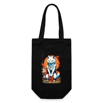 Japanese Kitsune Mask Anime Kawaii Fox Ghost - Gift Bag for Bottles - black - Front