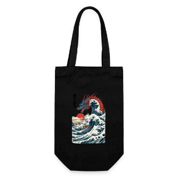 Vintage Ukiyo-E Kunst Japanischer Drache Design - Geschenkbeutel für Flaschen - Schwarz - Vorne