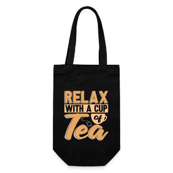 Hot Tea Relax With A Cup Of Tea Party Coffee Lover - Gift Bag for Bottles - black - Front