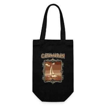Catamaran Boat Sailboat Sailing Sailor Vintage - Gift Bag for Bottles - black - Front