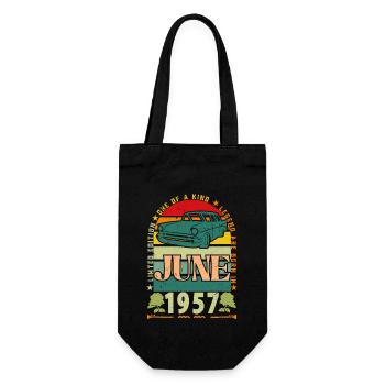 Juni 1957 Geburtstagsgeschenk. Juni 1957 Juni 1957 - Geschenkbeutel für Flaschen - Schwarz - Vorne