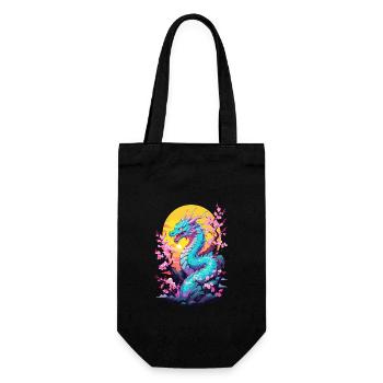 Dragon Anime Japanese Style Vintage Aesthetic - Gift Bag for Bottles - black - Front