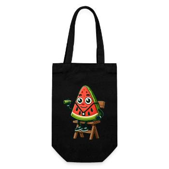 Rettungsschwimmer Wassermelonen Charakter - Geschenkbeutel für Flaschen - Schwarz - Vorne
