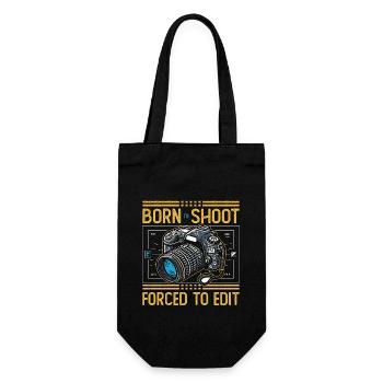 Photographer Born To Shoot Forced To Edit Camera - Gift Bag for Bottles - black - Front