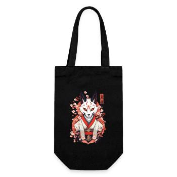 Japanese Kitsune Mask Anime Kawaii Fox Ghost - Gift Bag for Bottles - black - Front