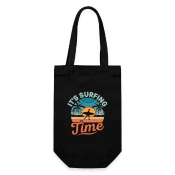 It's Surfing Time Surfboard Surfer Summer - Geschenkbeutel für Flaschen - Schwarz - Vorne
