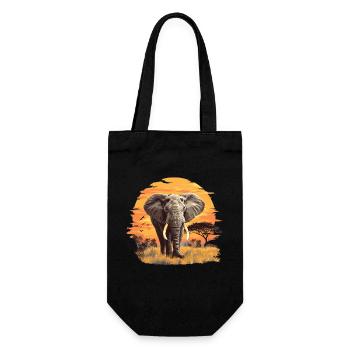 Elefanten Elefant - Geschenkbeutel für Flaschen - Schwarz - Vorne
