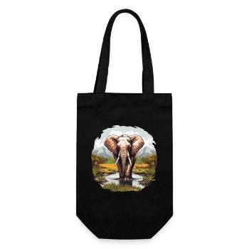 Elefanten Elefant - Geschenkbeutel für Flaschen - Schwarz - Vorne