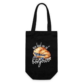 You Had Me At Bonjour Croissant Blueberries - Gift Bag for Bottles - black - Front