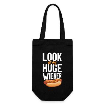 Hot Dog Adult Humor Pun Naughty - Geschenkbeutel für Flaschen - Schwarz - Vorne