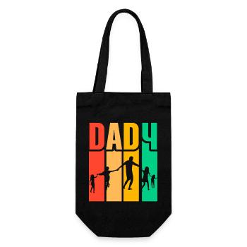 Vater von 4 Kindern - Geschenkbeutel für Flaschen - Schwarz - Vorne