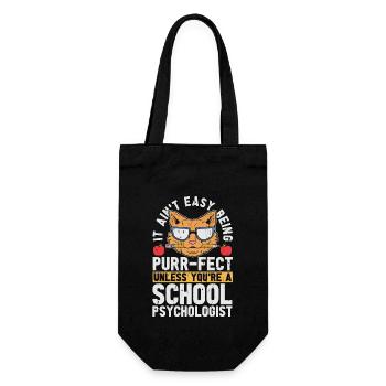 School Psych It Ain't Easy Being Purr-Fect Teacher - Geschenkbeutel für Flaschen - Schwarz - Vorne