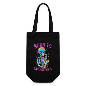 Born to be a Saxophonist Funny Jazz Design - Gift Bag for Bottles - black - Front