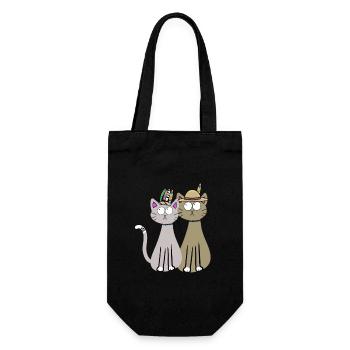 Katzen Katze Hippie Wilder Westen Kätzchen Kind - Geschenkbeutel für Flaschen - Schwarz - Vorne