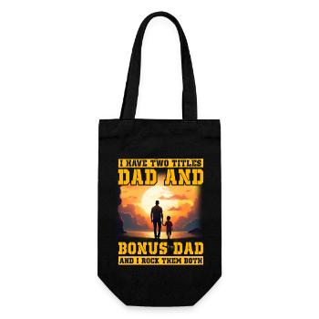 Ich habe zwei Titel, Papa und Bonus, Papa und ich rocken - Geschenkbeutel für Flaschen - Schwarz - Vorne