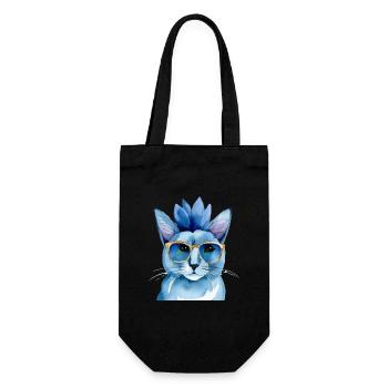 Punkrock Katze Sonnenbrille Katzenshirt Geschenk - Geschenkbeutel für Flaschen - Schwarz - Vorne