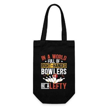 Bowling Linkshänder Linkshändiger Kegler - Geschenkbeutel für Flaschen - Schwarz - Vorne
