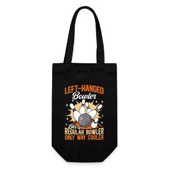 Bowling Linkshänder Linkshändiger Kegler - Geschenkbeutel für Flaschen - Schwarz - Vorne