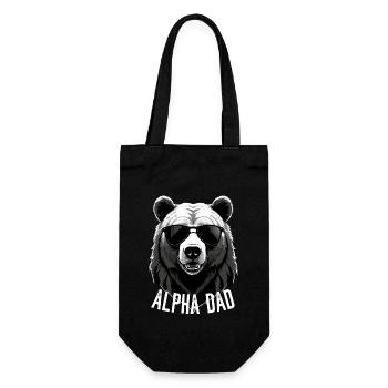 Alpha Dad Lustiger Bären Vater Perfekter Style - Geschenkbeutel für Flaschen - Schwarz - Vorne