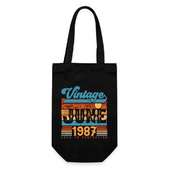 Juni 1987, Vintage-Jubiläumsgeschenk Juni 1987. - Geschenkbeutel für Flaschen - Schwarz - Vorne